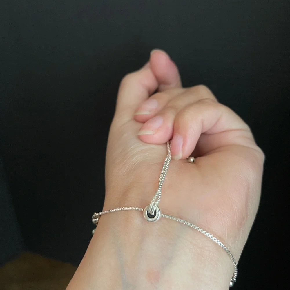 Sterling Silver Authentic Pearl Two Row Adjustable Bracelet